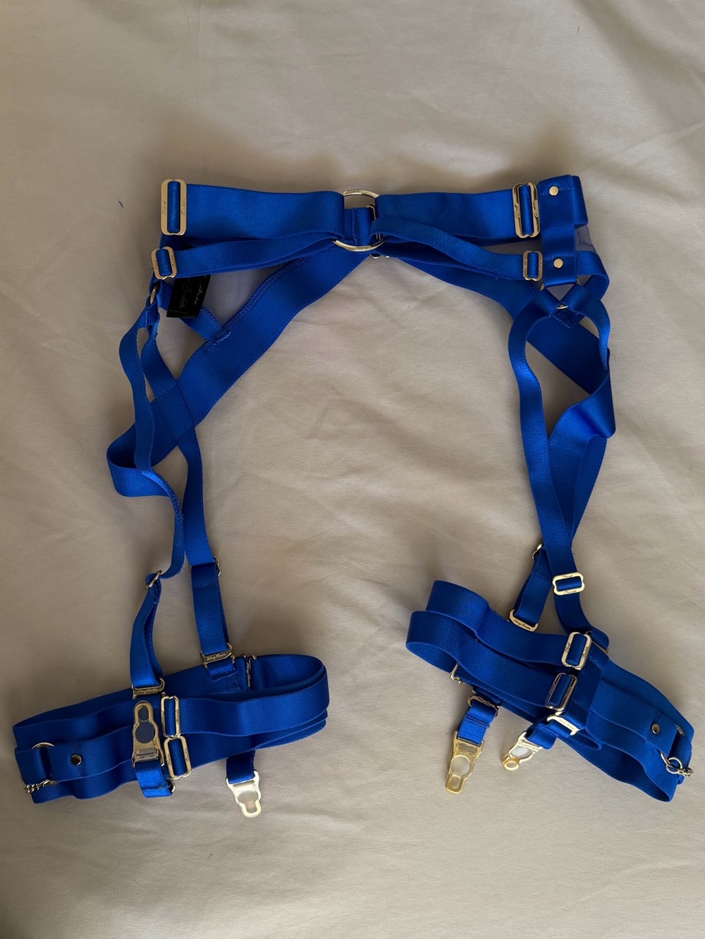 Honey Birdette Cobalt Blue Strappy Harness Belt